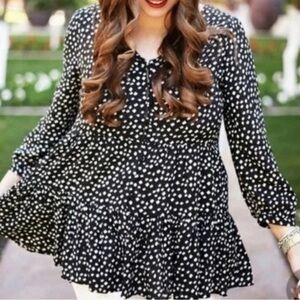 Anthropologie Black and White Patterned Blouse/Tunic